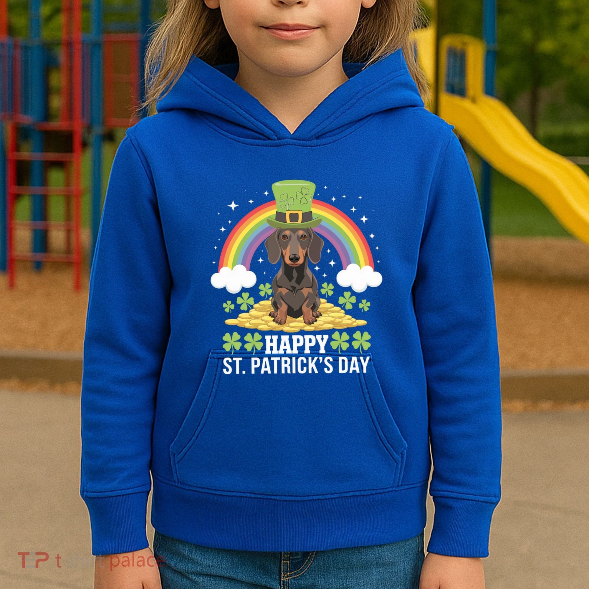 Happy St PatrickS Doxie On Dachshund Dog St Patricks Day Cool Gift Kids Hoodie