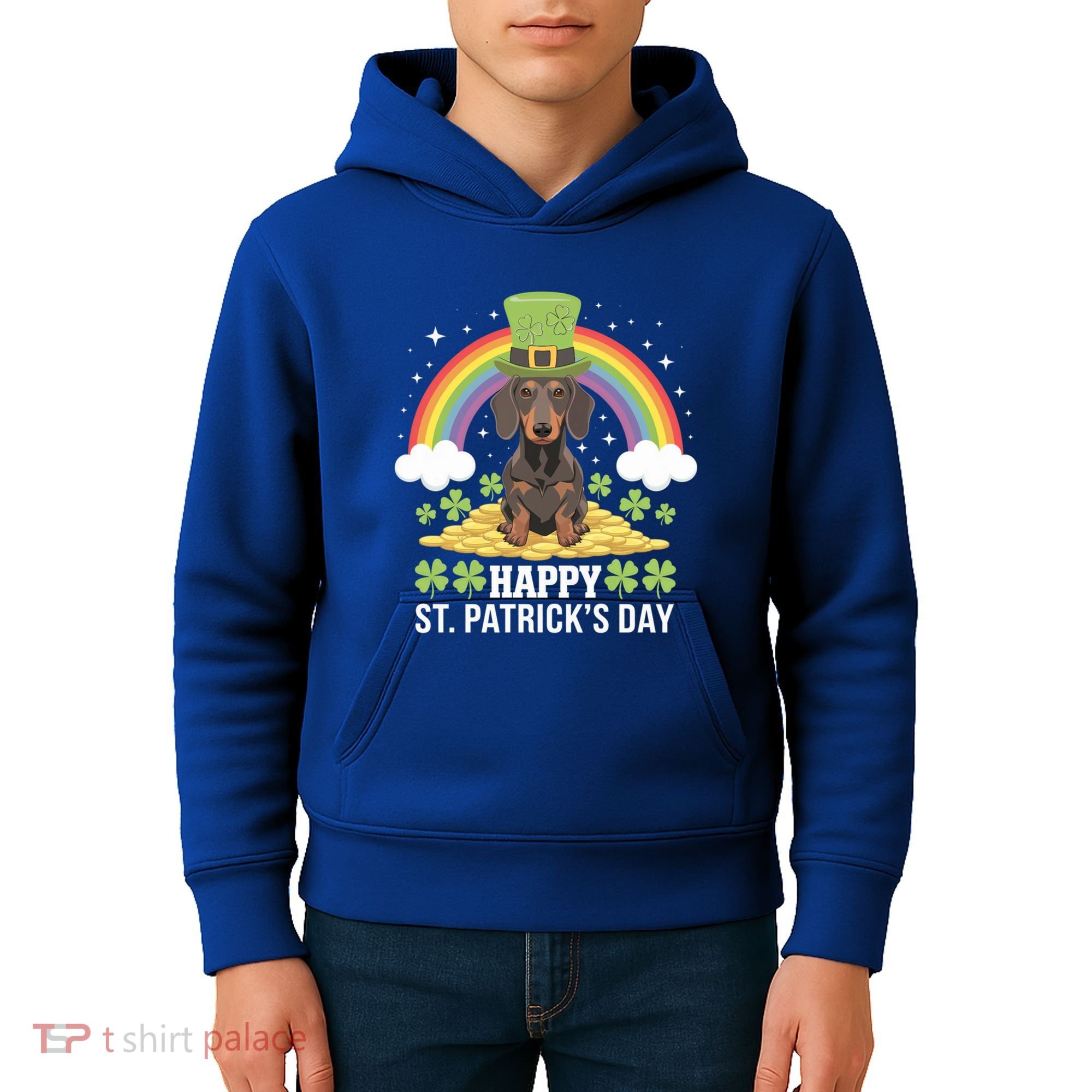 Happy St PatrickS Doxie On Dachshund Dog St Patricks Day Cool Gift Kids Hoodie