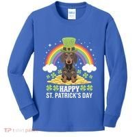 Happy St PatrickS Doxie On Dachshund Dog St Patricks Day Cool Gift Kids Long Sleeve Shirt thumb 0