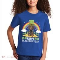 Happy St PatrickS Doxie On Dachshund Dog St Patricks Day Cool Gift Kids T-Shirt thumb 2