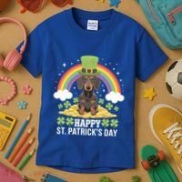 Happy St PatrickS Doxie On Dachshund Dog St Patricks Day Cool Gift Kids T-Shirt thumb 3