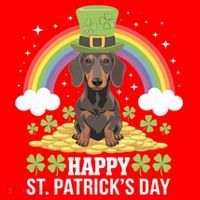 Happy St PatrickS Doxie On Dachshund Dog St Patricks Day Cool Gift Santa Hat thumb 1
