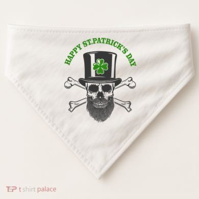 Happy St Patrick's Day Skull Holiday USA-Made Doggie Bandana