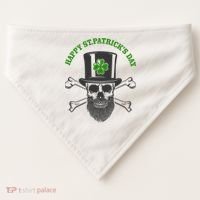 Happy St Patrick's Day Skull Holiday USA-Made Doggie Bandana thumb 0