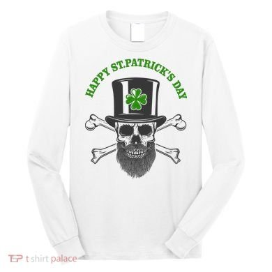 Happy St Patrick's Day Skull Holiday Long Sleeve Shirt