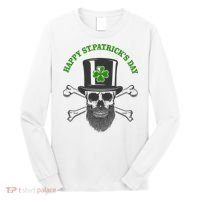 Happy St Patrick's Day Skull Holiday Long Sleeve Shirt thumb 0