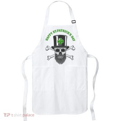 Happy St Patrick's Day Skull Holiday Apron