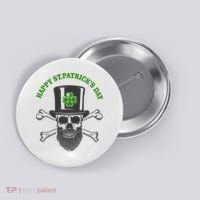 Happy St Patrick's Day Skull Holiday Button thumb 0