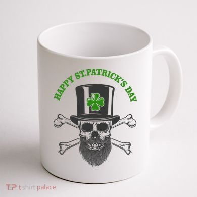 Happy St Patrick's Day Skull Holiday Coffee Mug back