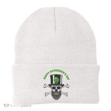 Happy St Patrick's Day Skull Holiday Beanie