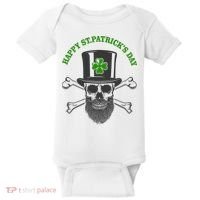 Happy St Patrick's Day Skull Holiday Baby Bodysuit thumb 0