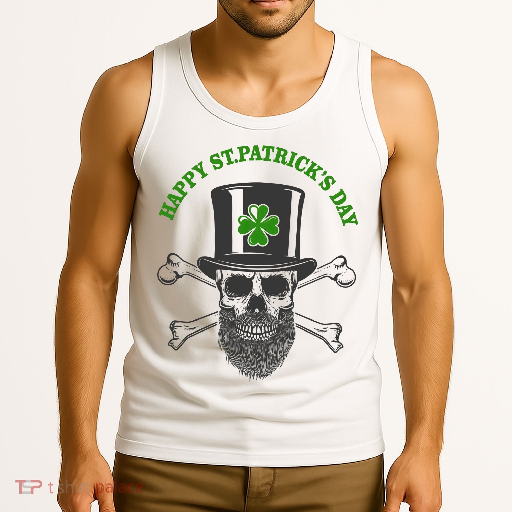Happy St Patrick's Day Skull Holiday Tank Top
