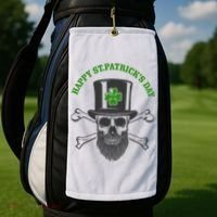 Happy St Patrick's Day Skull Holiday Golf Towel thumb 2