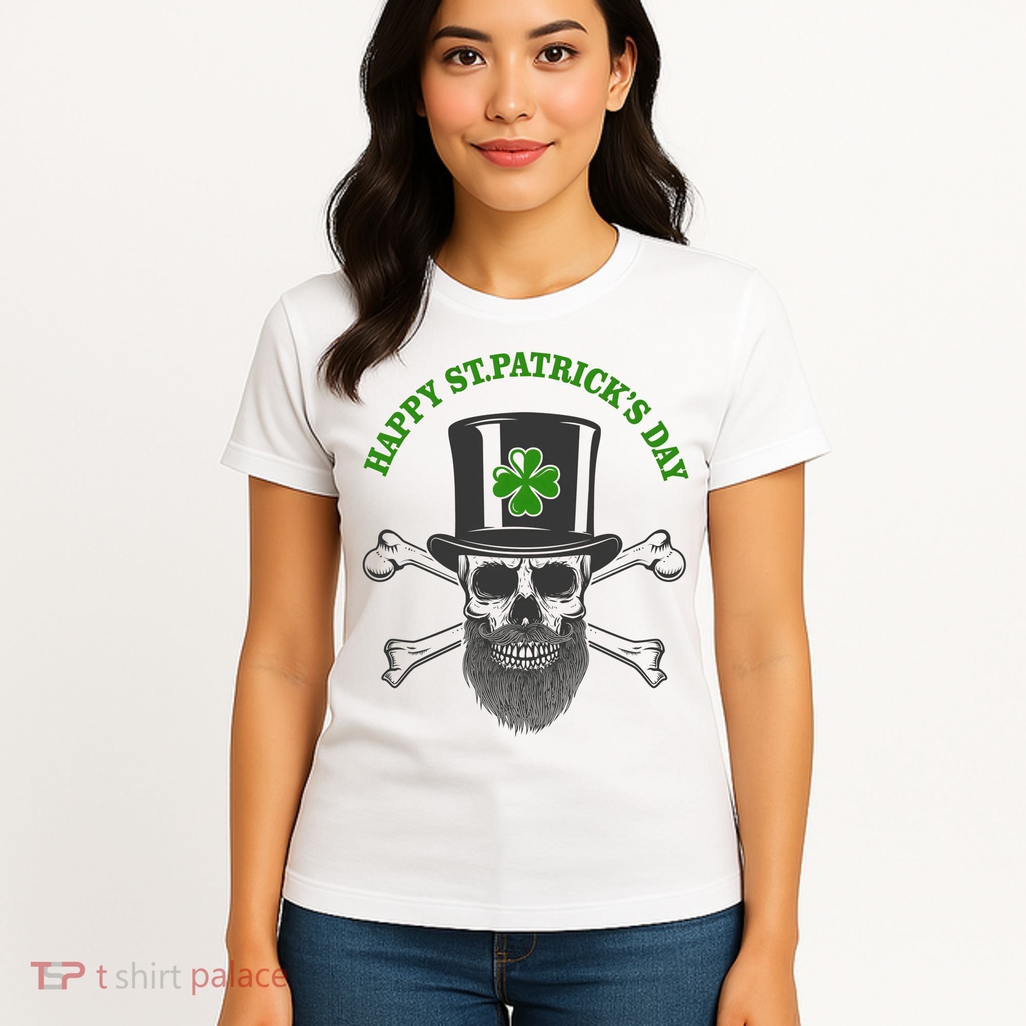 Happy St Patrick's Day Skull Holiday Women's T-Shirt