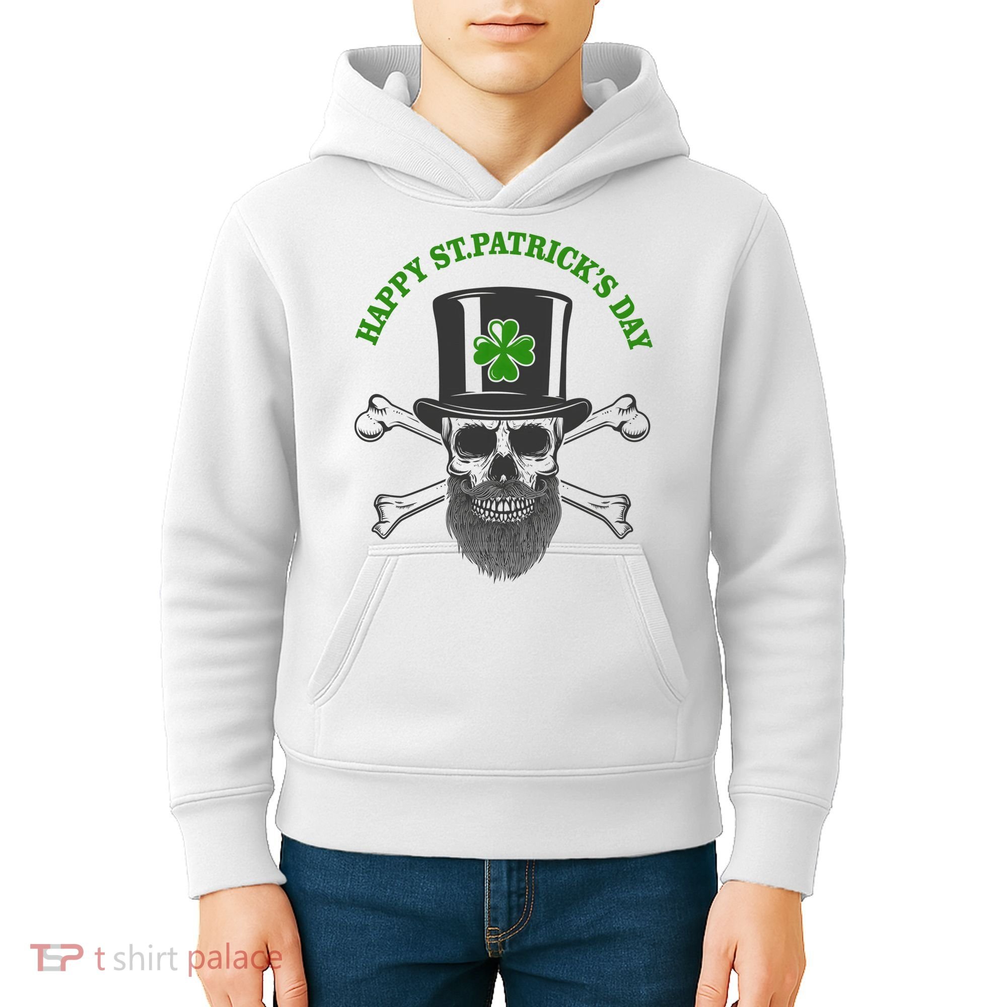 Happy St Patrick's Day Skull Holiday Kids Hoodie