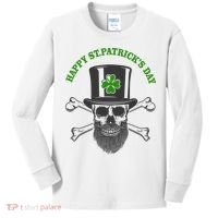 Happy St Patrick's Day Skull Holiday Kids Long Sleeve Shirt thumb 0