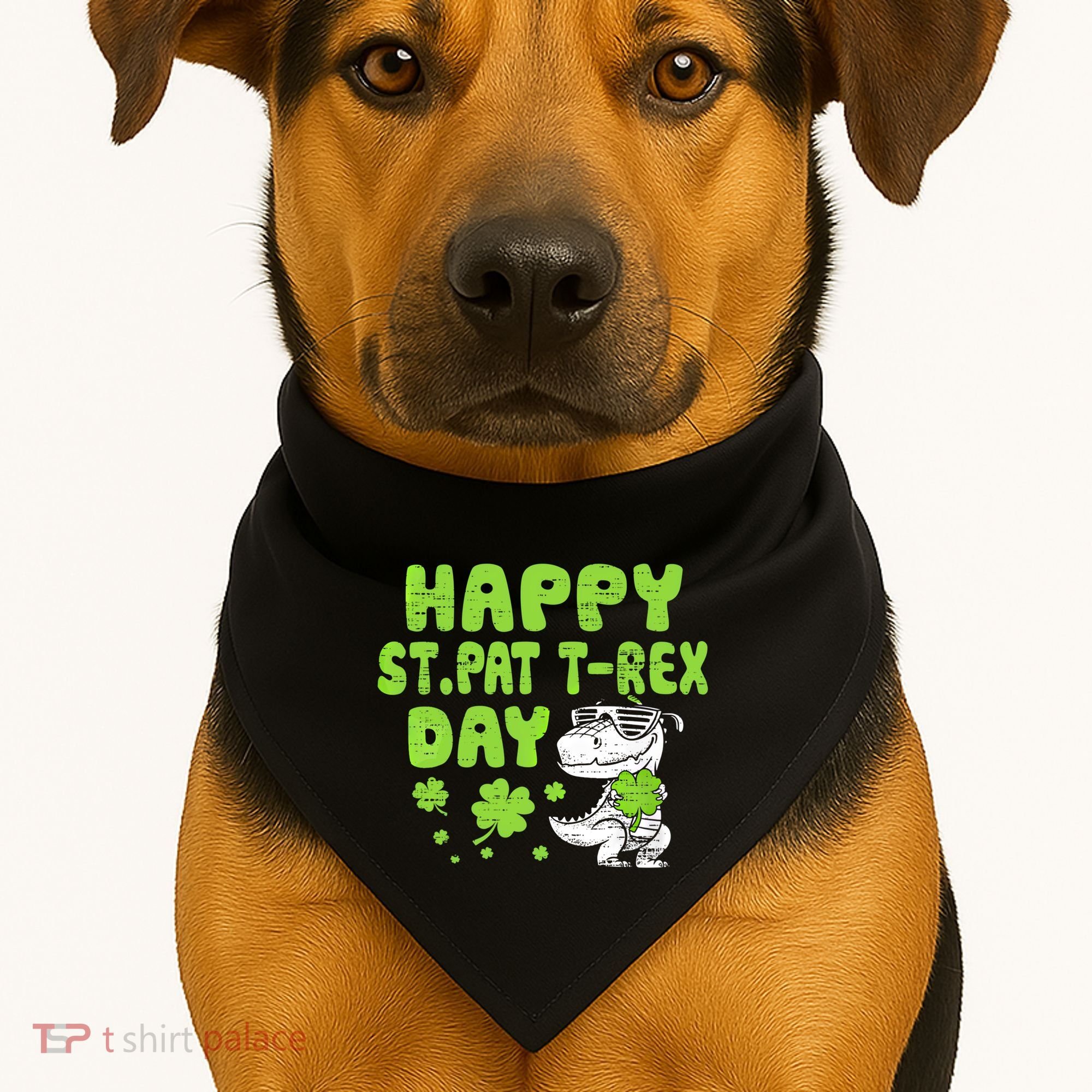 Happy St Pat Rex Day Funny Gift St Patricks Dinosaur Cool Gift USA-Made Doggie Bandana