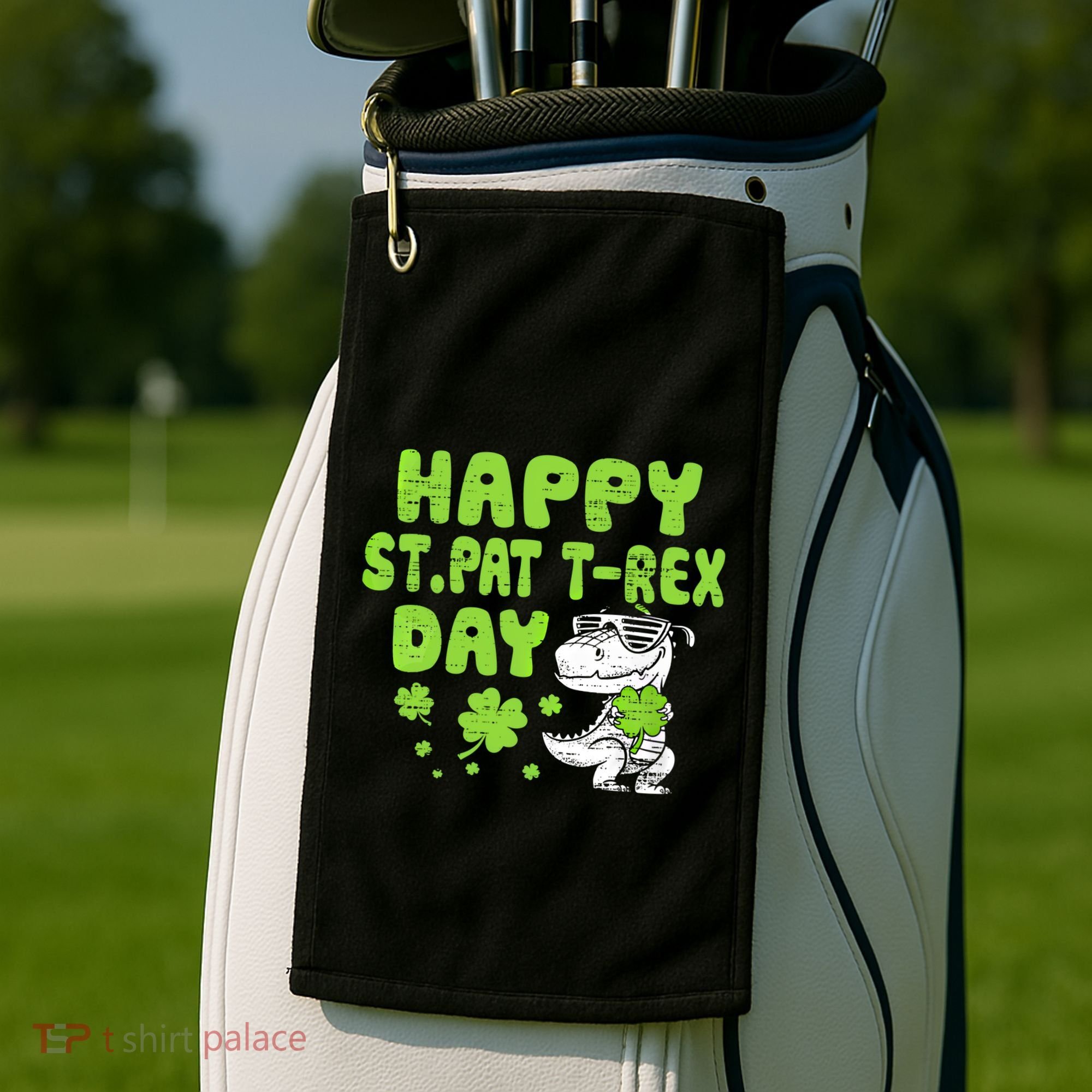 Happy St Pat Rex Day Funny Gift St Patricks Dinosaur Cool Gift Golf Towel