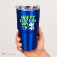 Happy St Pat Rex Day Funny Gift St Patricks Dinosaur Cool Gift Tumbler thumb 2
