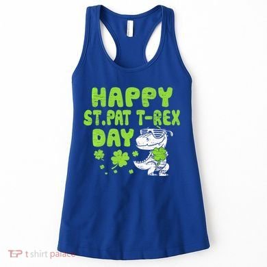Happy St Pat Rex Day Funny Gift St Patricks Dinosaur Cool Gift Women's Tank Top