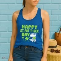 Happy St Pat Rex Day Funny Gift St Patricks Dinosaur Cool Gift Women's Tank Top thumb 2
