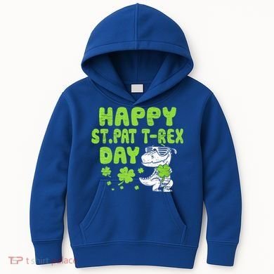 Happy St Pat Rex Day Funny Gift St Patricks Dinosaur Cool Gift Kids Hoodie