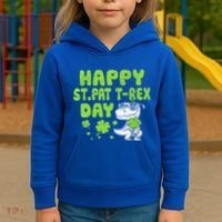 Happy St Pat Rex Day Funny Gift St Patricks Dinosaur Cool Gift Kids Hoodie thumb 3