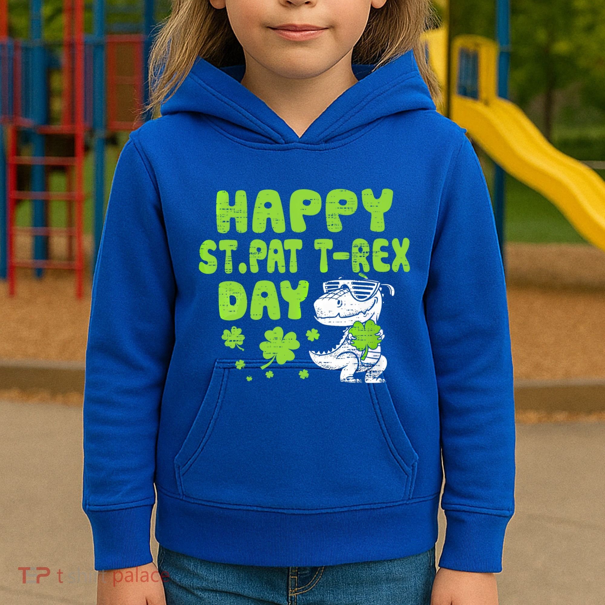 Happy St Pat Rex Day Funny Gift St Patricks Dinosaur Cool Gift Kids Hoodie
