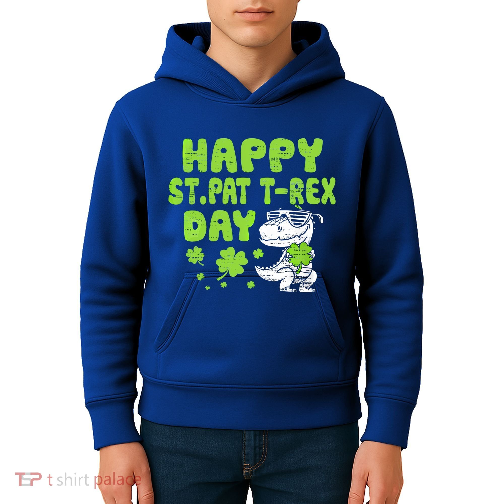 Happy St Pat Rex Day Funny Gift St Patricks Dinosaur Cool Gift Kids Hoodie