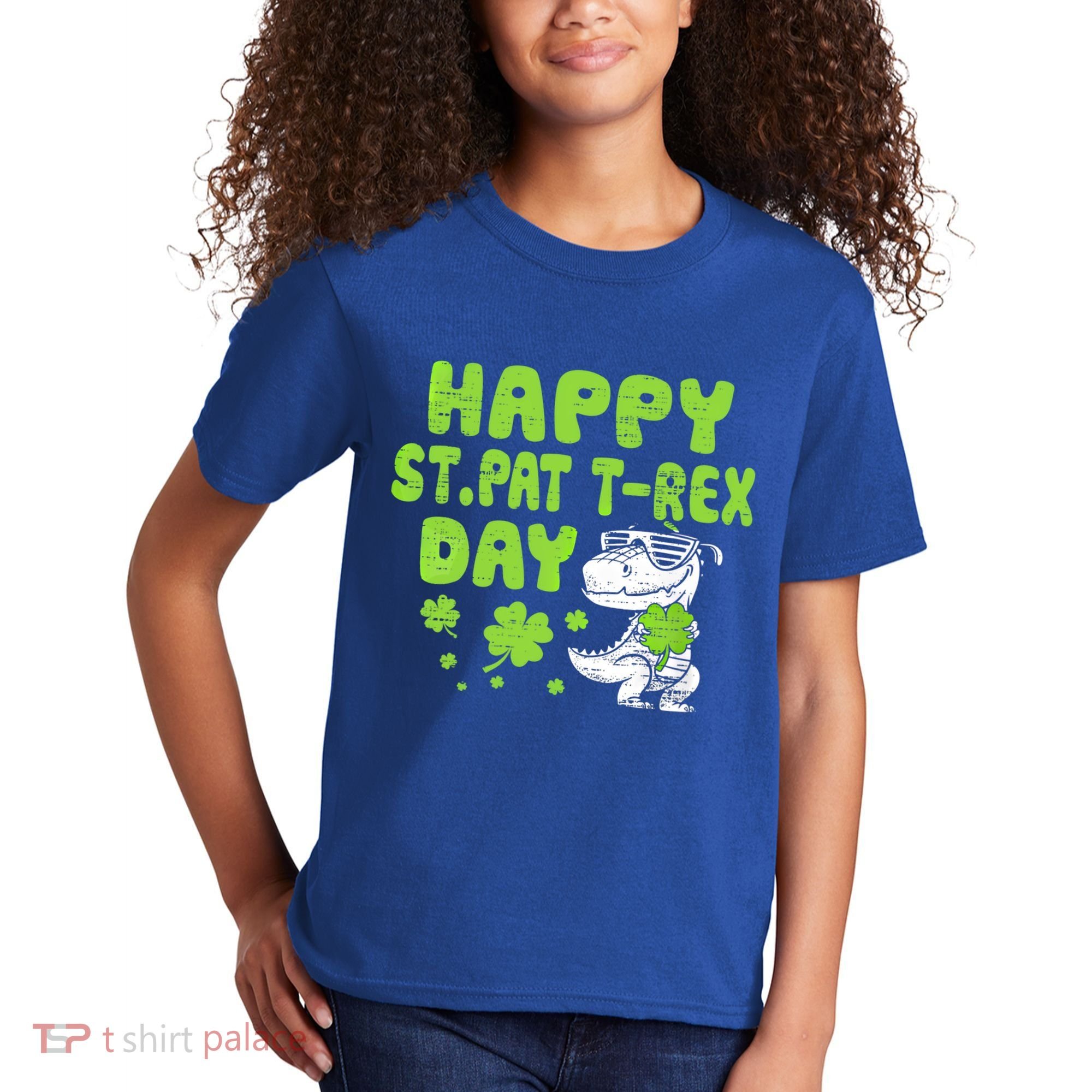 Happy St Pat Rex Day Funny Gift St Patricks Dinosaur Cool Gift Kids T-Shirt