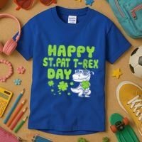Happy St Pat Rex Day Funny Gift St Patricks Dinosaur Cool Gift Kids T-Shirt thumb 3