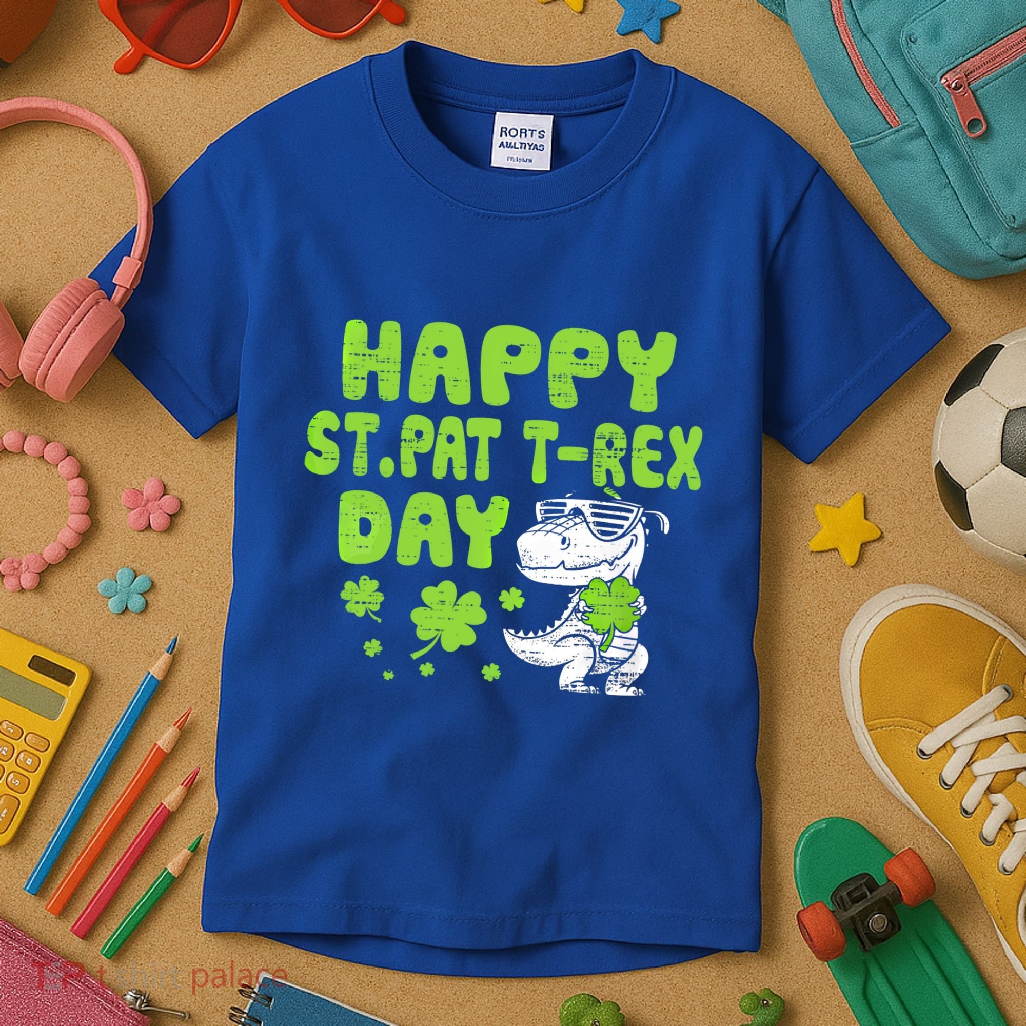 Happy St Pat Rex Day Funny Gift St Patricks Dinosaur Cool Gift Kids T-Shirt