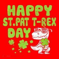 Happy St Pat Rex Day Funny Gift St Patricks Dinosaur Cool Gift Santa Hat thumb 1