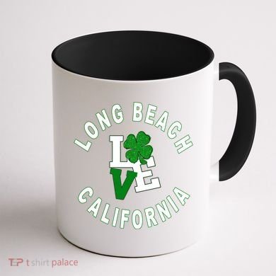 Happy St Patricks Day Long Beach California Gift Coffee Mug back