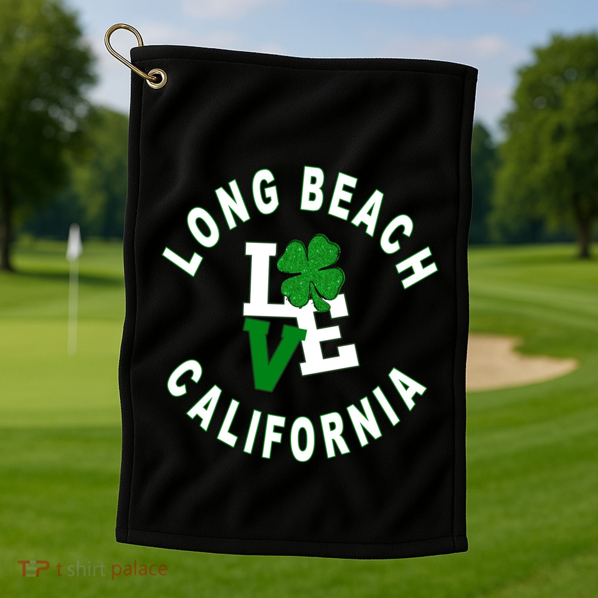 Happy St Patricks Day Long Beach California Gift Golf Towel