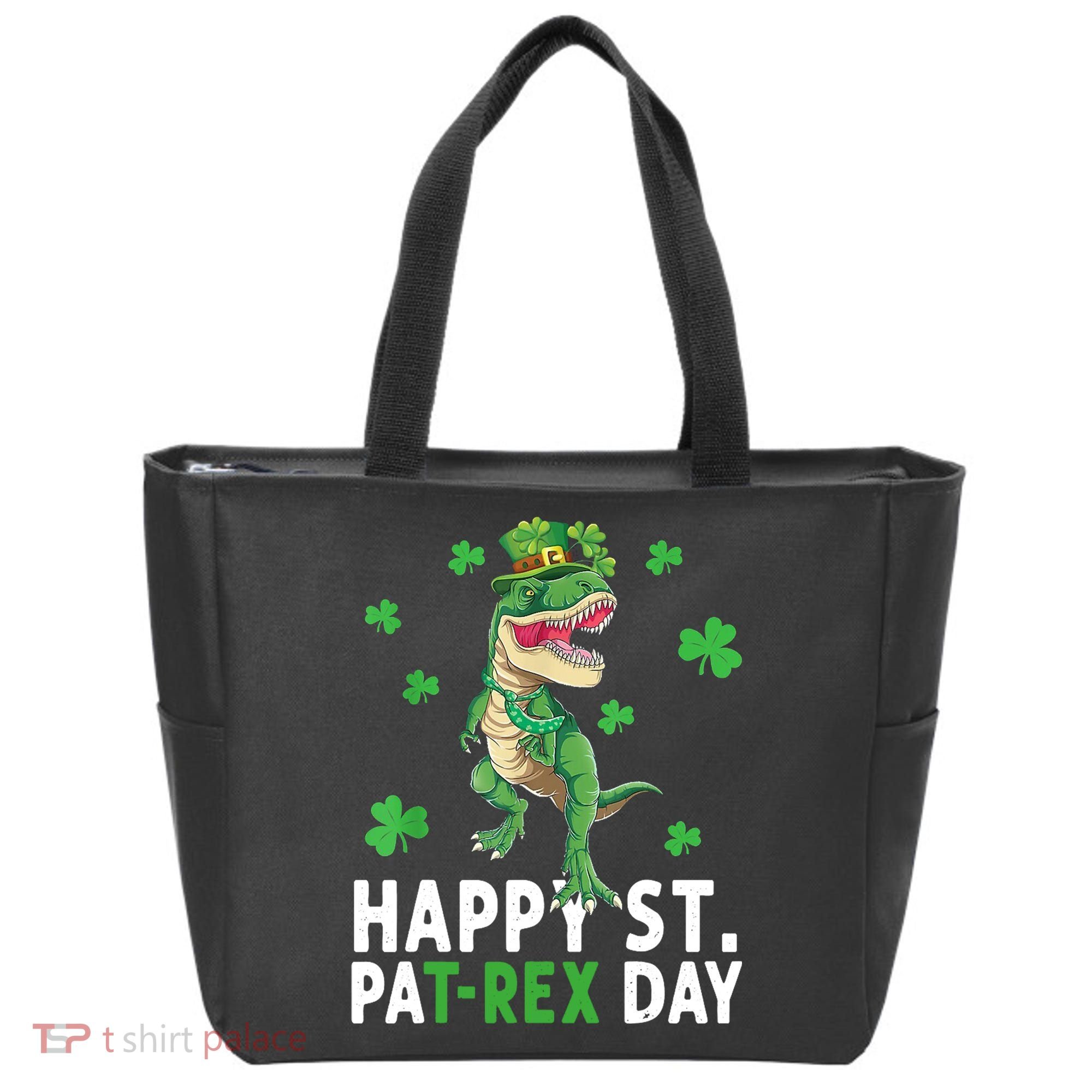 Happy St Patrick's Day T Rex Tote Bag