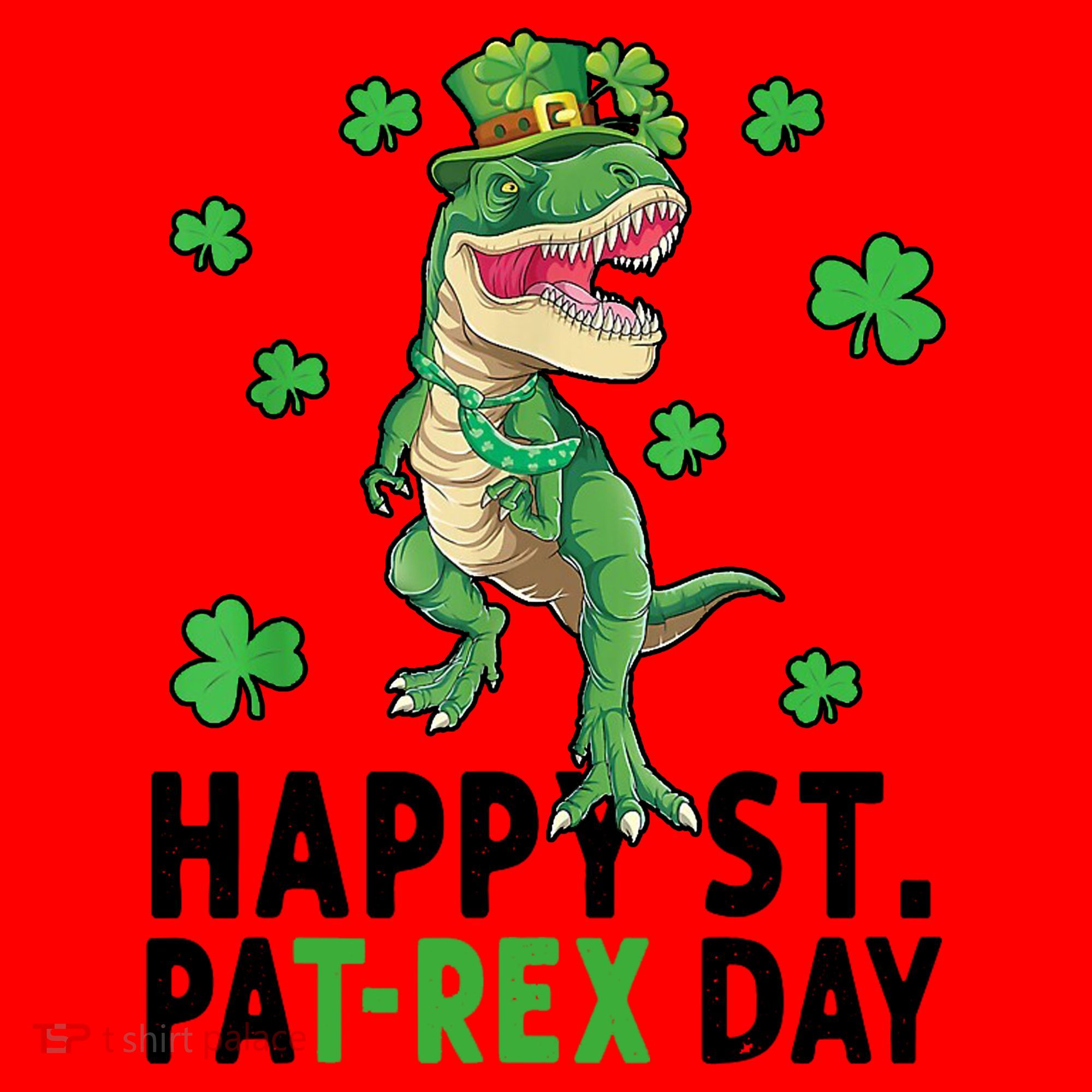 Happy St Patrick's Day T Rex Santa Hat