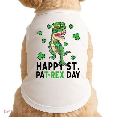 Happy St Patrick's Day T Rex Doggie Tank