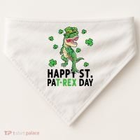 Happy St Patrick's Day T Rex USA-Made Doggie Bandana thumb 0