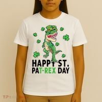 Happy St Patrick's Day T Rex T-Shirt thumb 4