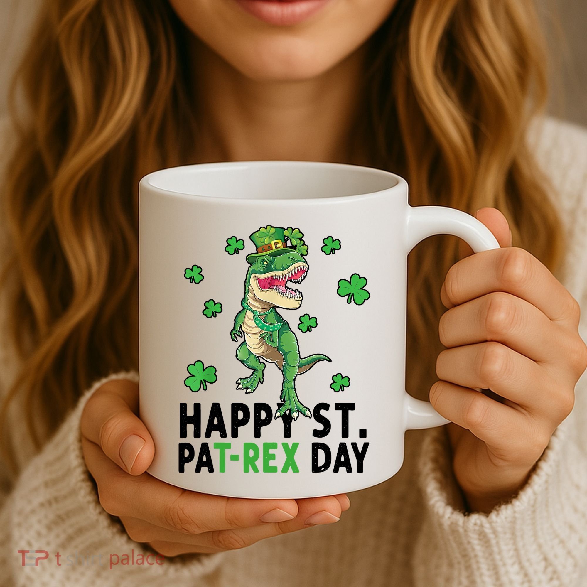 Happy St Patrick's Day T Rex Coffee Mug
