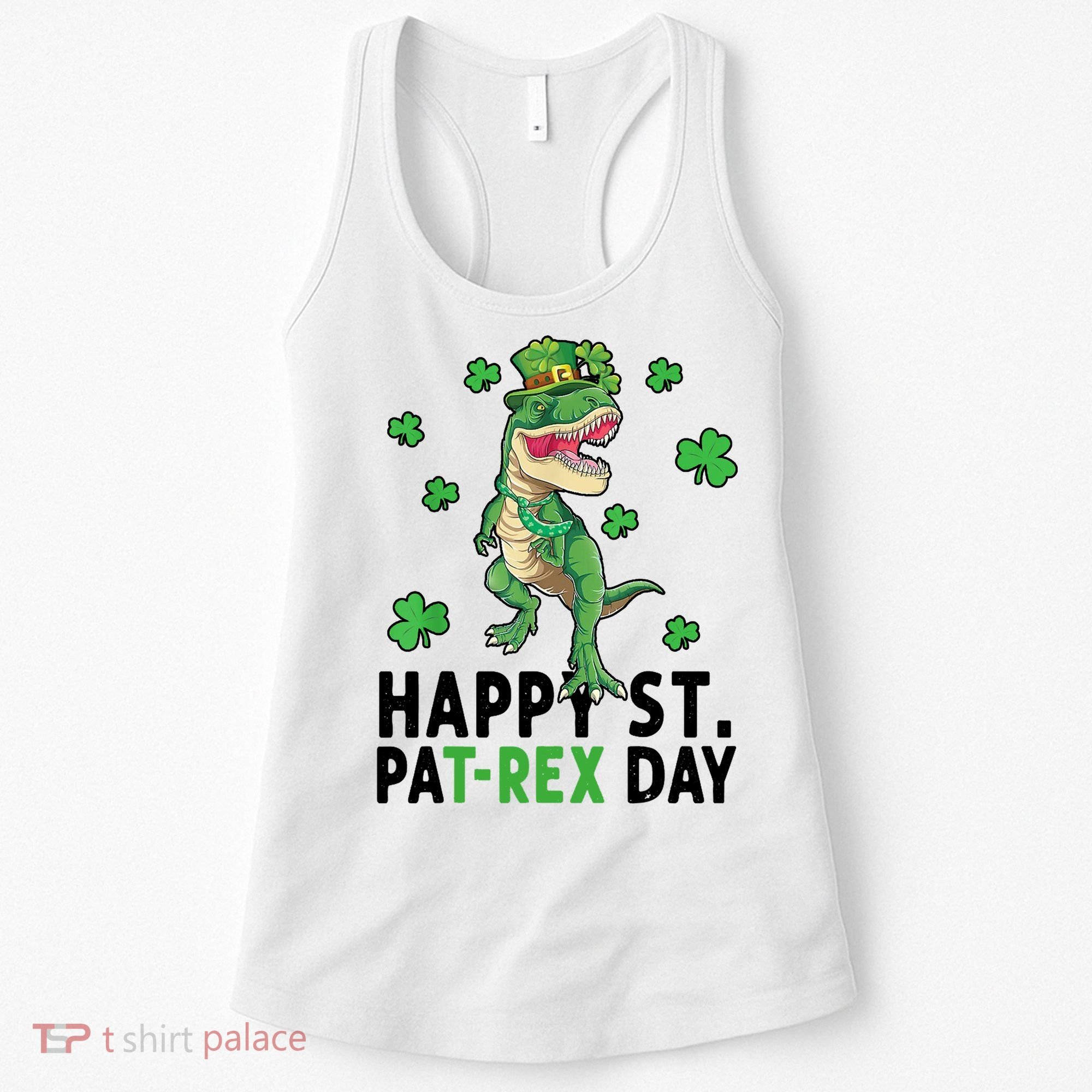 Happy St Patrick's Day T Rex Women's Tank Top