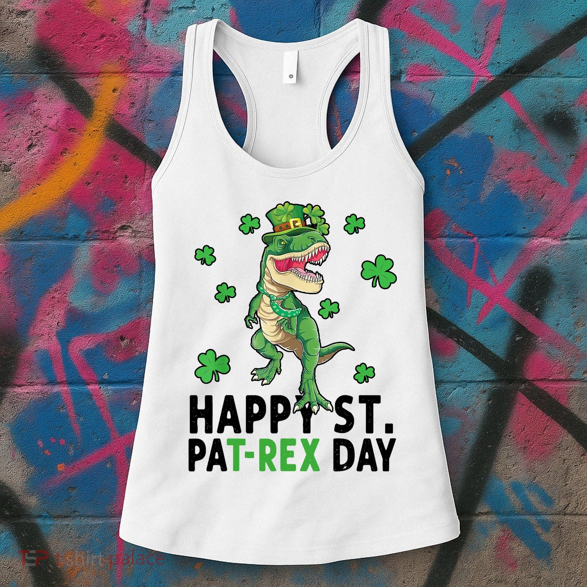 Happy St Patrick's Day T Rex Women's Tank Top