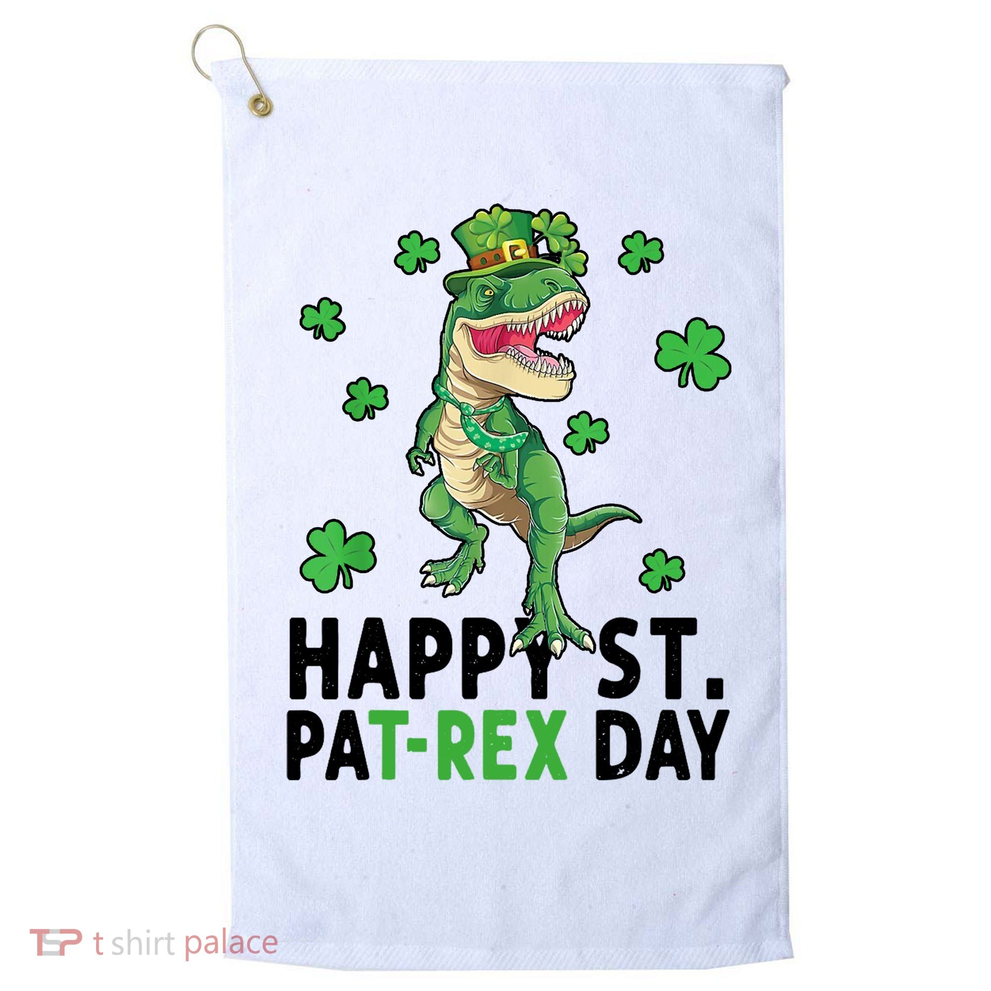 Happy St Patrick's Day T Rex Golf Towel