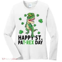 Happy St Patrick's Day T Rex Women's Long Sleeve Shirt thumb 0