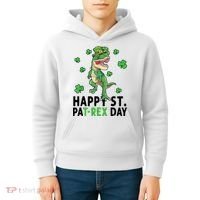 Happy St Patrick's Day T Rex Kids Hoodie thumb 4
