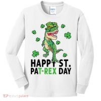 Happy St Patrick's Day T Rex Kids Long Sleeve Shirt thumb 0