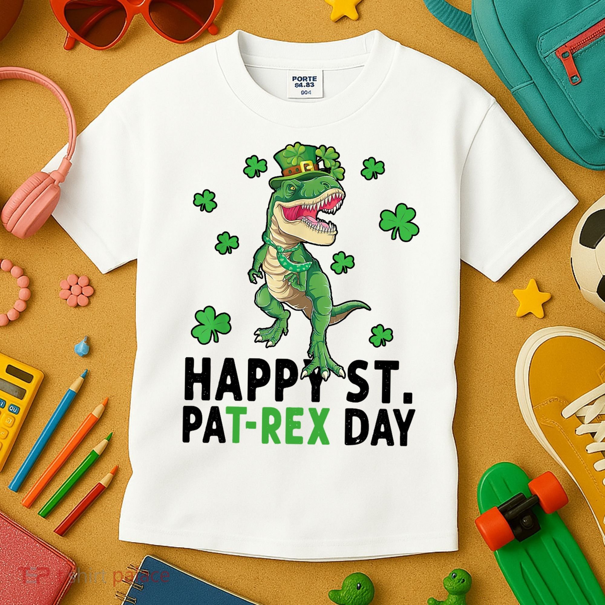 Happy St Patrick's Day T Rex Kids T-Shirt