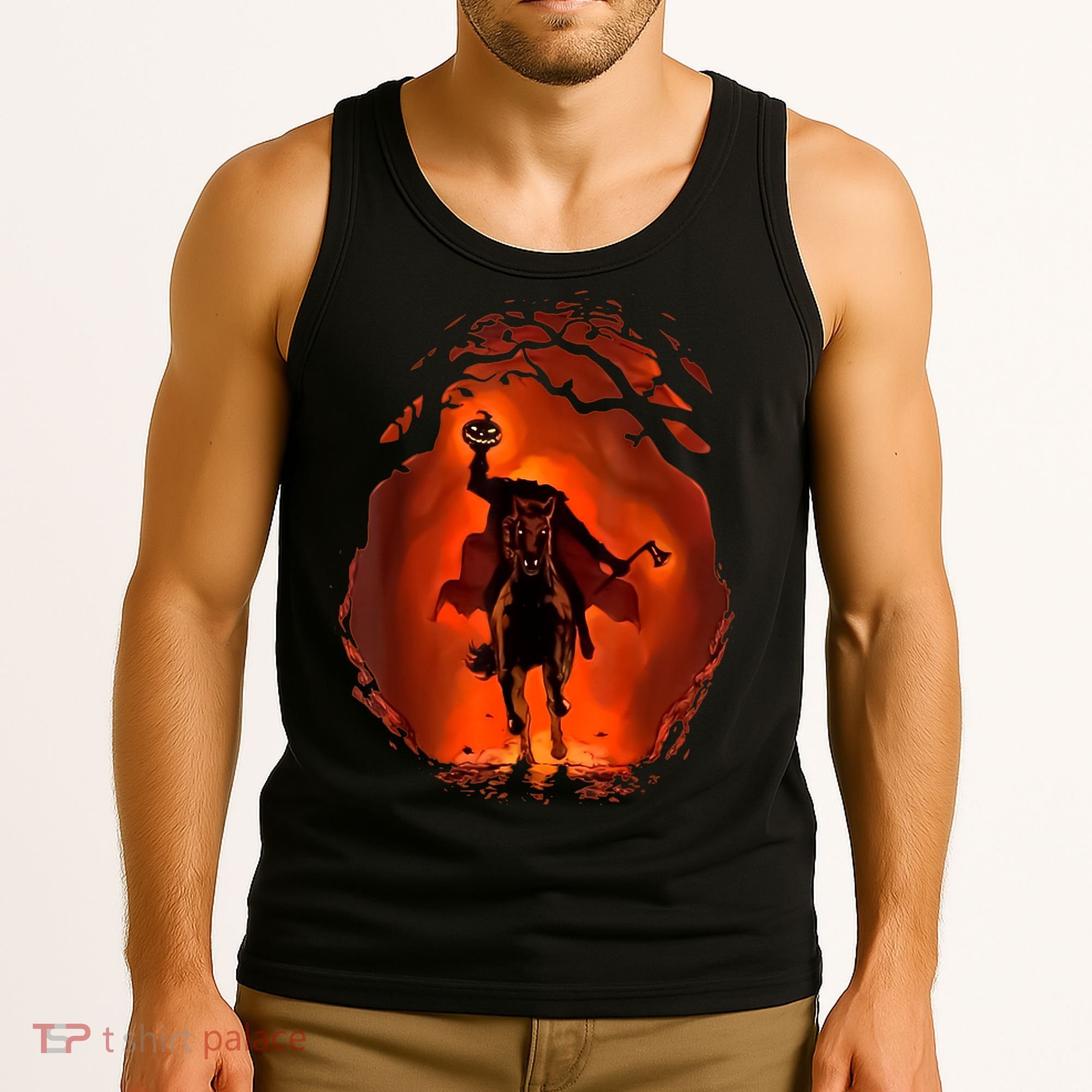 Halloween Scary Pumpkin Headless Horseman Tank Top