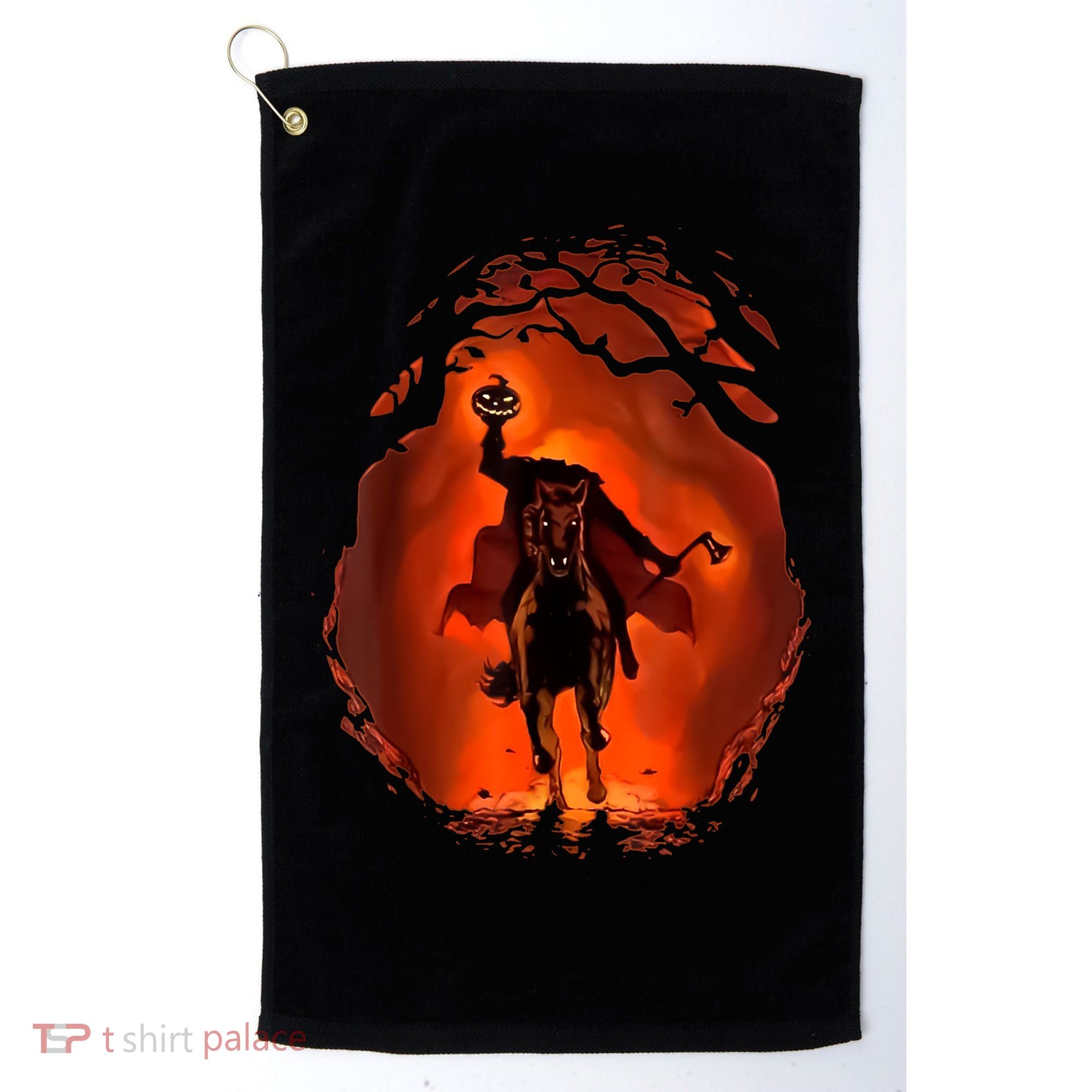 Halloween Scary Pumpkin Headless Horseman Golf Towel